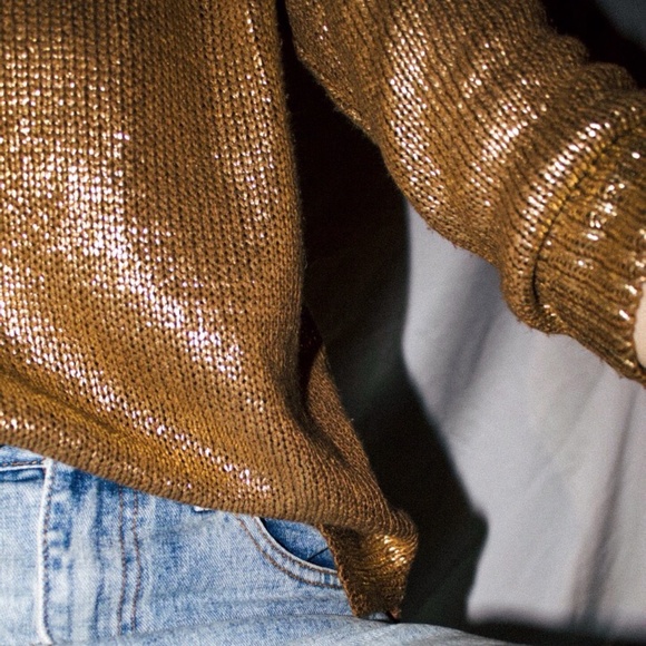 *SOLD* Gold Knit Sweater - Picture 7 of 8